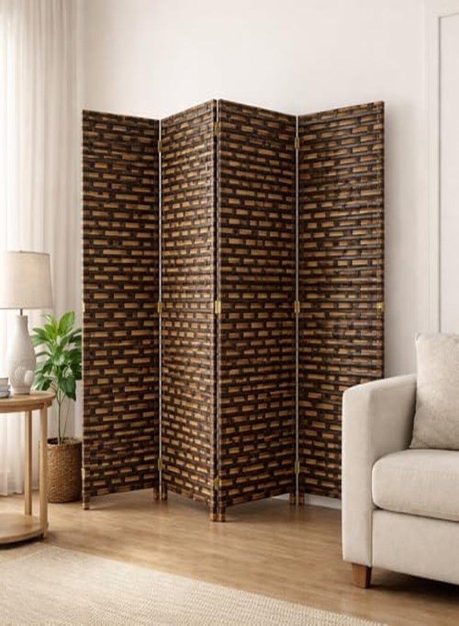 هارموني هوم فاصل غرفة هارموني هوم بأربع لوحات، 200 × 180 سم، حاجز خصوصية قابل للطي، قسم محمول قائم بذاته من الخيزران لغرفة النوم، المكتب وغرفة المعيشة (A3) - Image 1